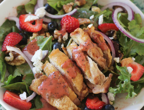Crispy Chicken Berry Salad with Strawberry Poppyseed Dressing