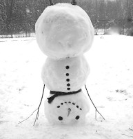 Snowman doing a handstand