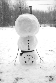 Snowman doing a handstand